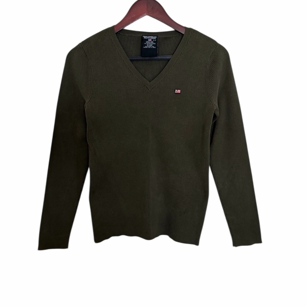 Polo Ralph Lauren•Olive V Neck Ribbed Sweater